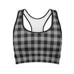 Light Grey And Black Buffalo Check Print Women's Sports Bra