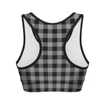 Light Grey And Black Buffalo Check Print Women's Sports Bra