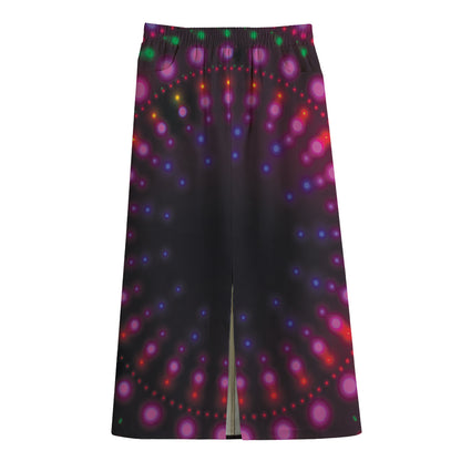Light Mandala Print Cotton Front Slit Maxi Skirt