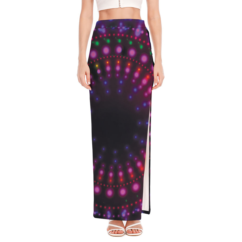 Light Mandala Print High Slit Maxi Skirt