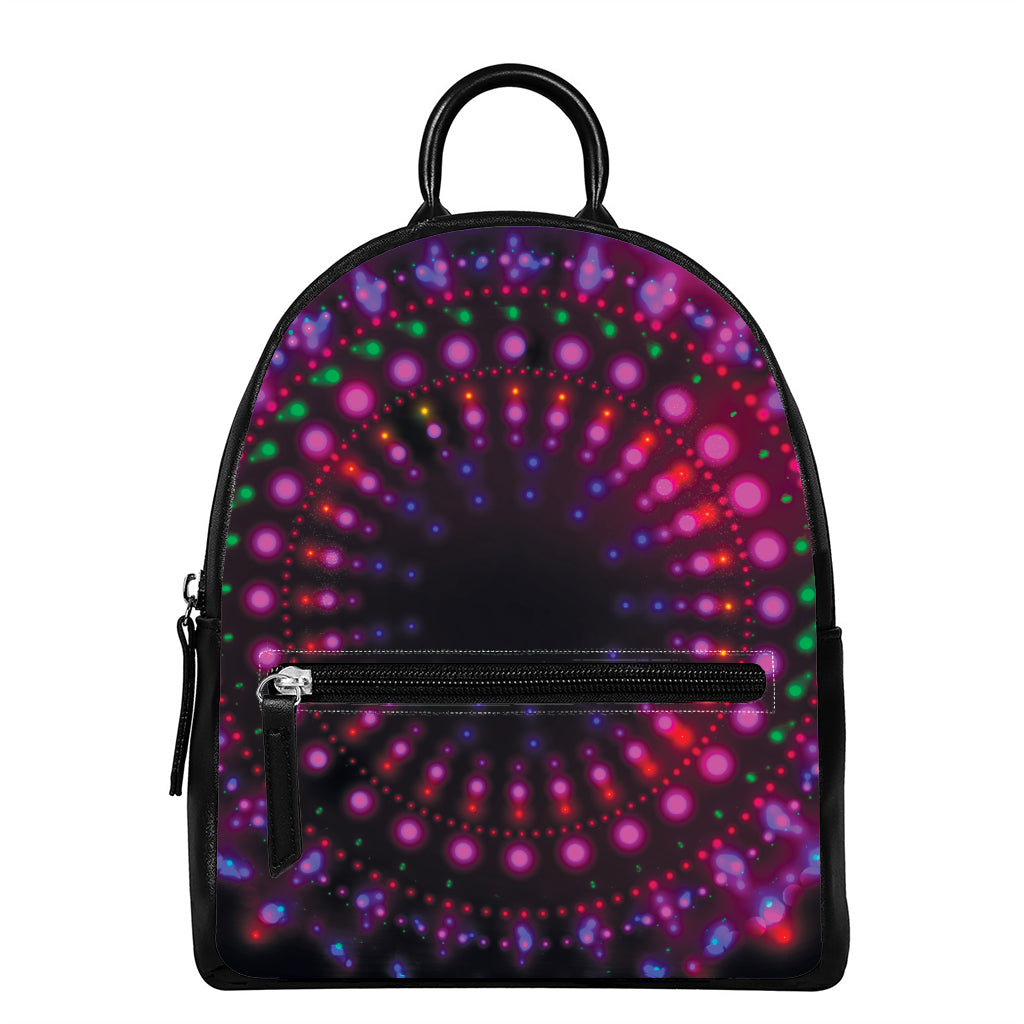 Light Mandala Print Leather Backpack