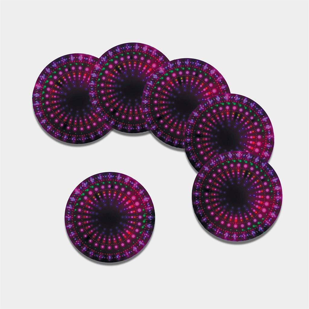 Light Mandala Print Leather Coaster Set