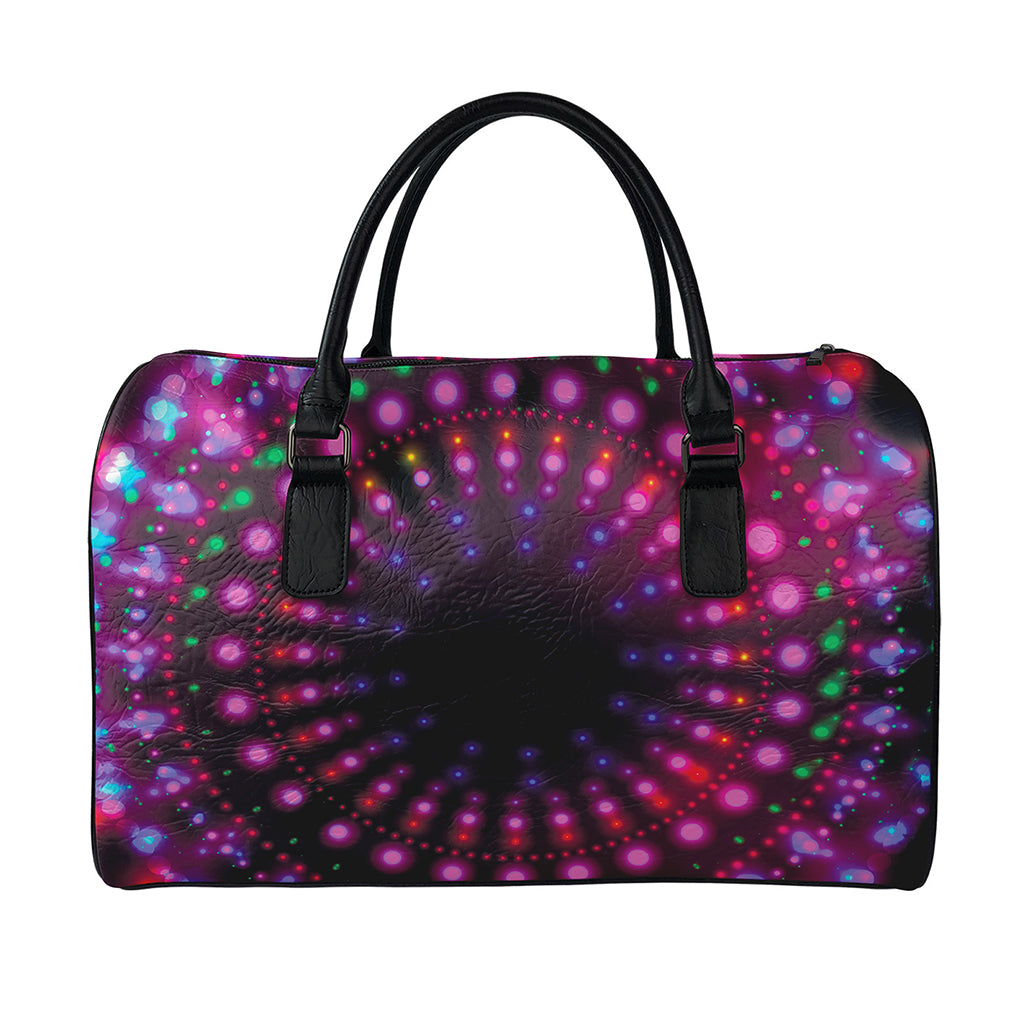 Light Mandala Print Leather Duffle Bag