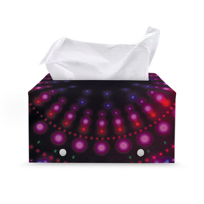 Light Mandala Print Leather Tissue Box Cover