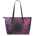 Light Mandala Print Leather Tote Bag With Zipper