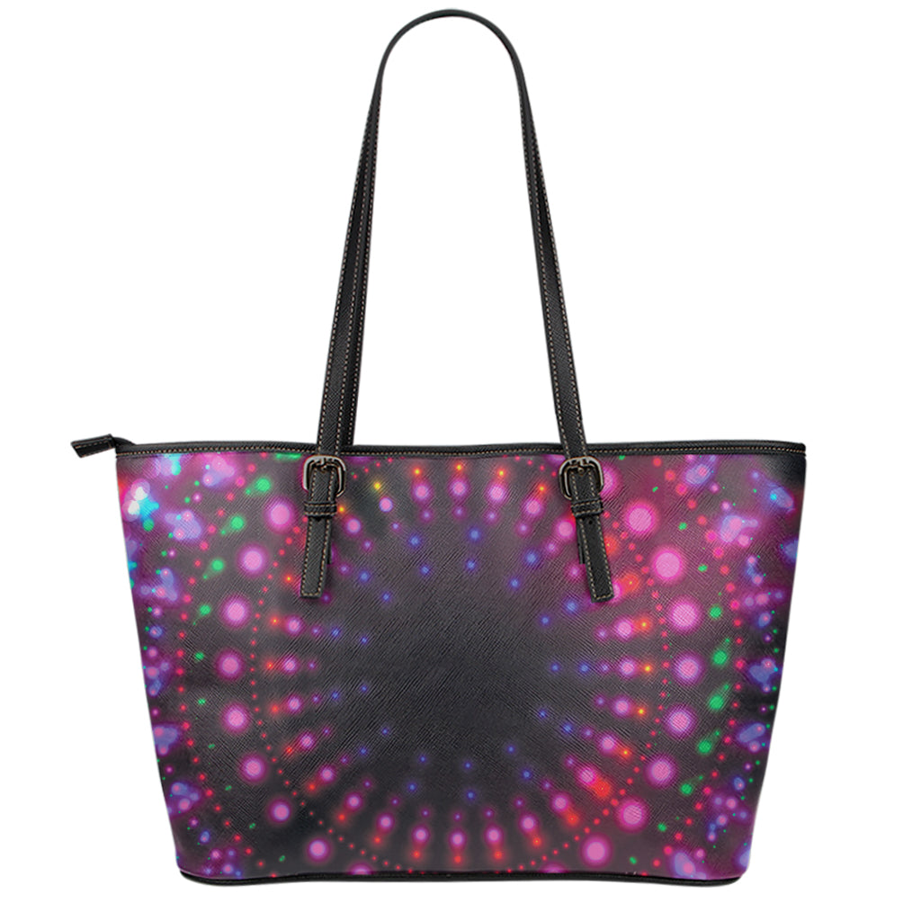 Light Mandala Print Leather Tote Bag