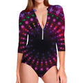 Light Mandala Print Long Sleeve Swimsuit