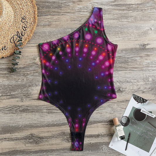 Light Mandala Print One Shoulder Bodysuit