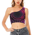 Light Mandala Print One Shoulder Crop Top