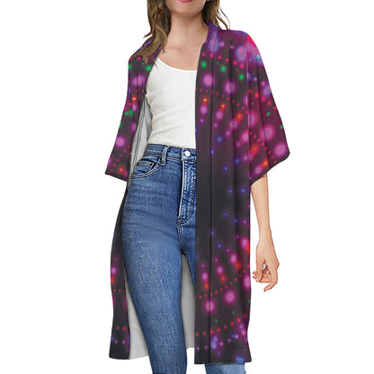 Light Mandala Print Open Front Beach Cover Up
