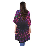 Light Mandala Print Open Front Beach Cover Up