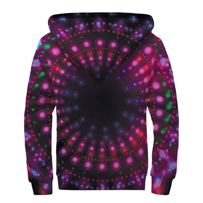 Light Mandala Print Sherpa Lined Zip Up Hoodie