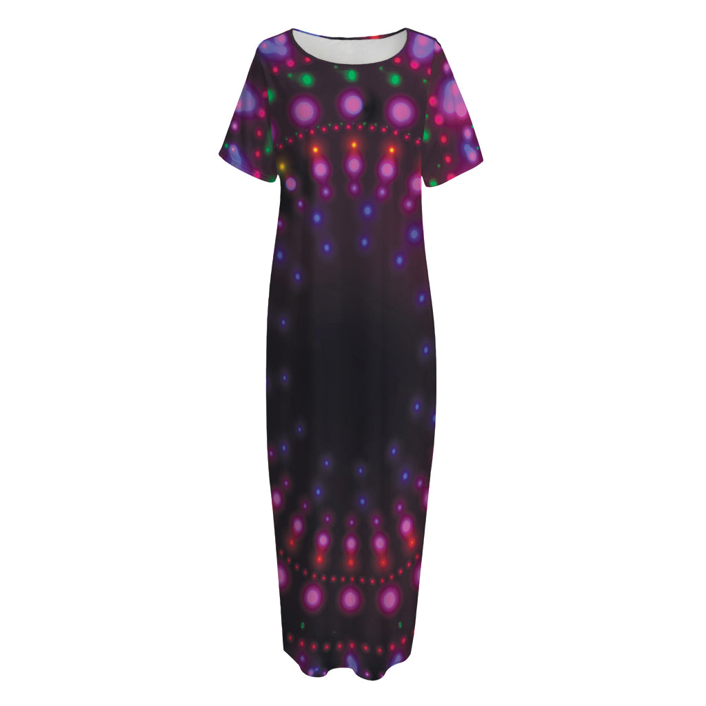 Light Mandala Print Short Sleeve Long Nightdress