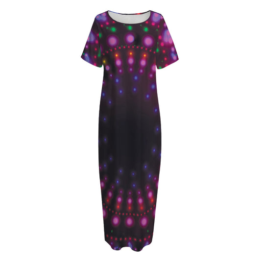 Light Mandala Print Short Sleeve Long Nightdress