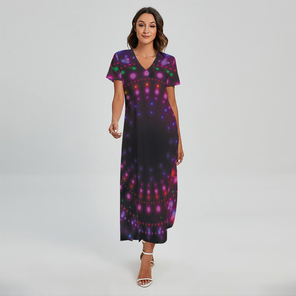 Light Mandala Print Short Sleeve Maxi Dress