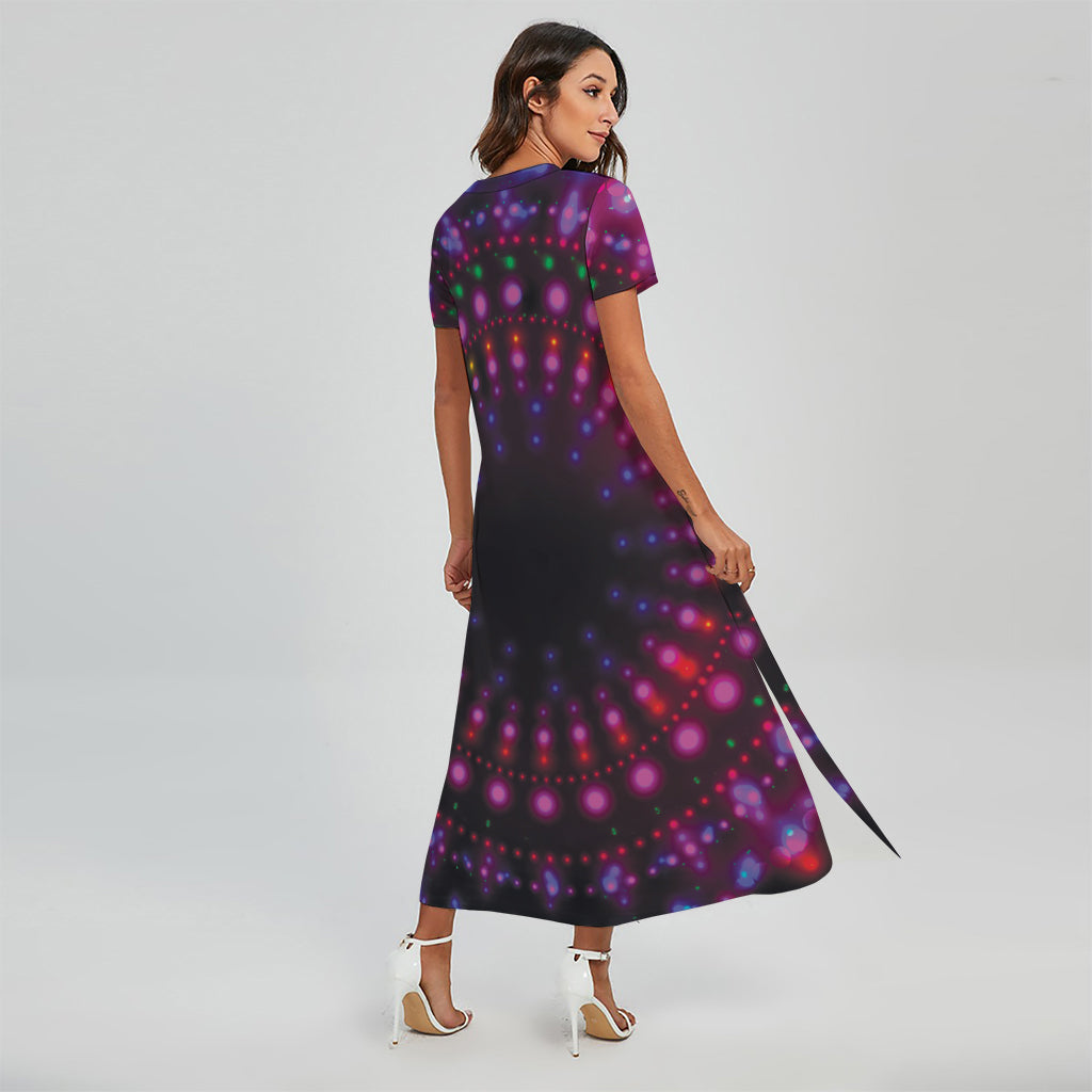 Light Mandala Print Short Sleeve Maxi Dress