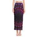 Light Mandala Print Side Slit Maxi Skirt