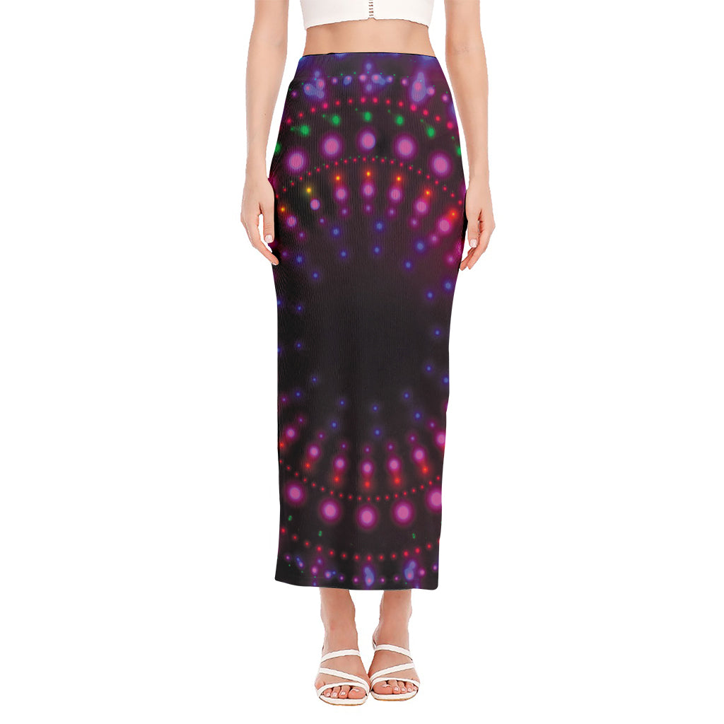 Light Mandala Print Side Slit Maxi Skirt