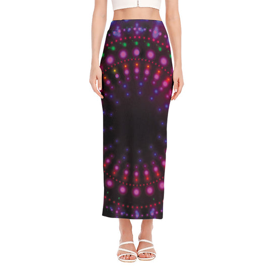 Light Mandala Print Side Slit Maxi Skirt
