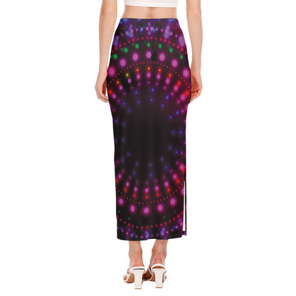 Light Mandala Print Side Slit Maxi Skirt
