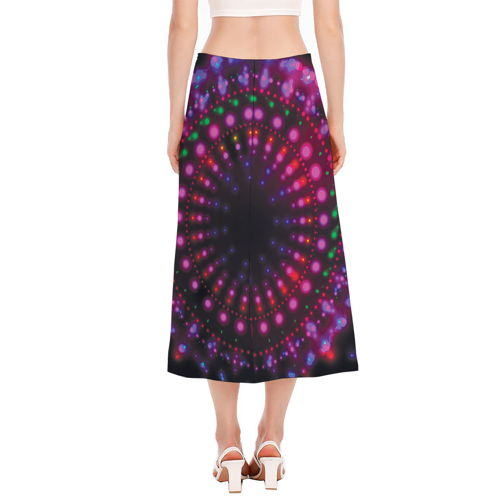 Light Mandala Print Side Slit Midi Skirt