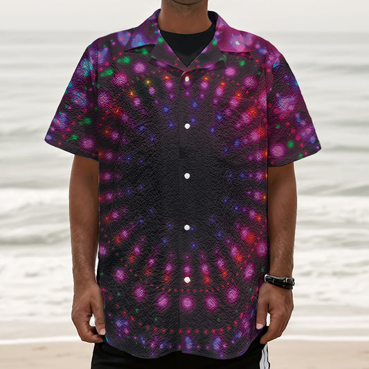 Light Mandala Print Textured Short Sleeve Shirt