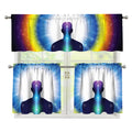 Light Of Seven Chakras Print 3 Piece Kitchen Curtains