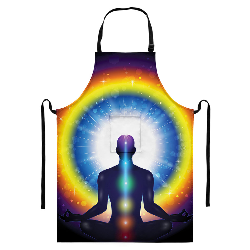 Light Of Seven Chakras Print Bib Apron With Pocket