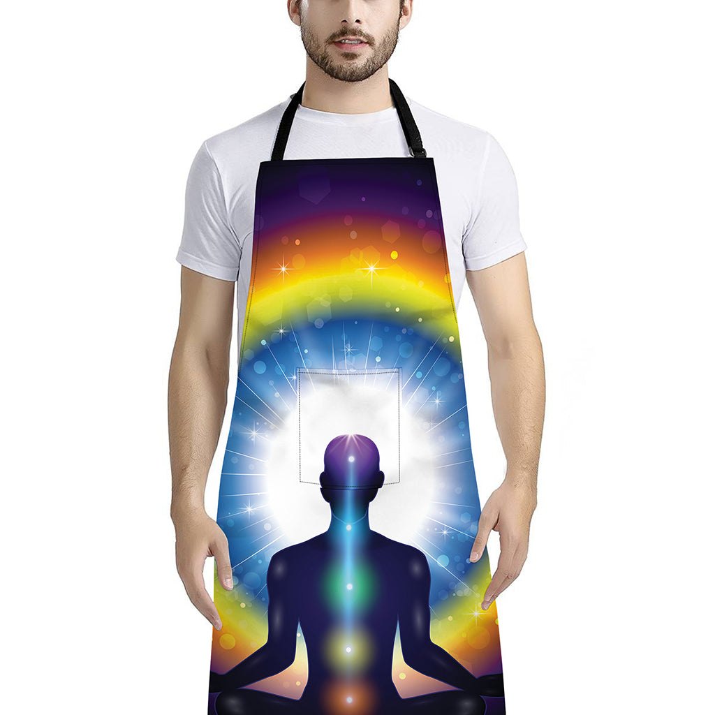 Light Of Seven Chakras Print Bib Apron With Pocket