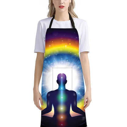 Light Of Seven Chakras Print Bib Apron With Pocket