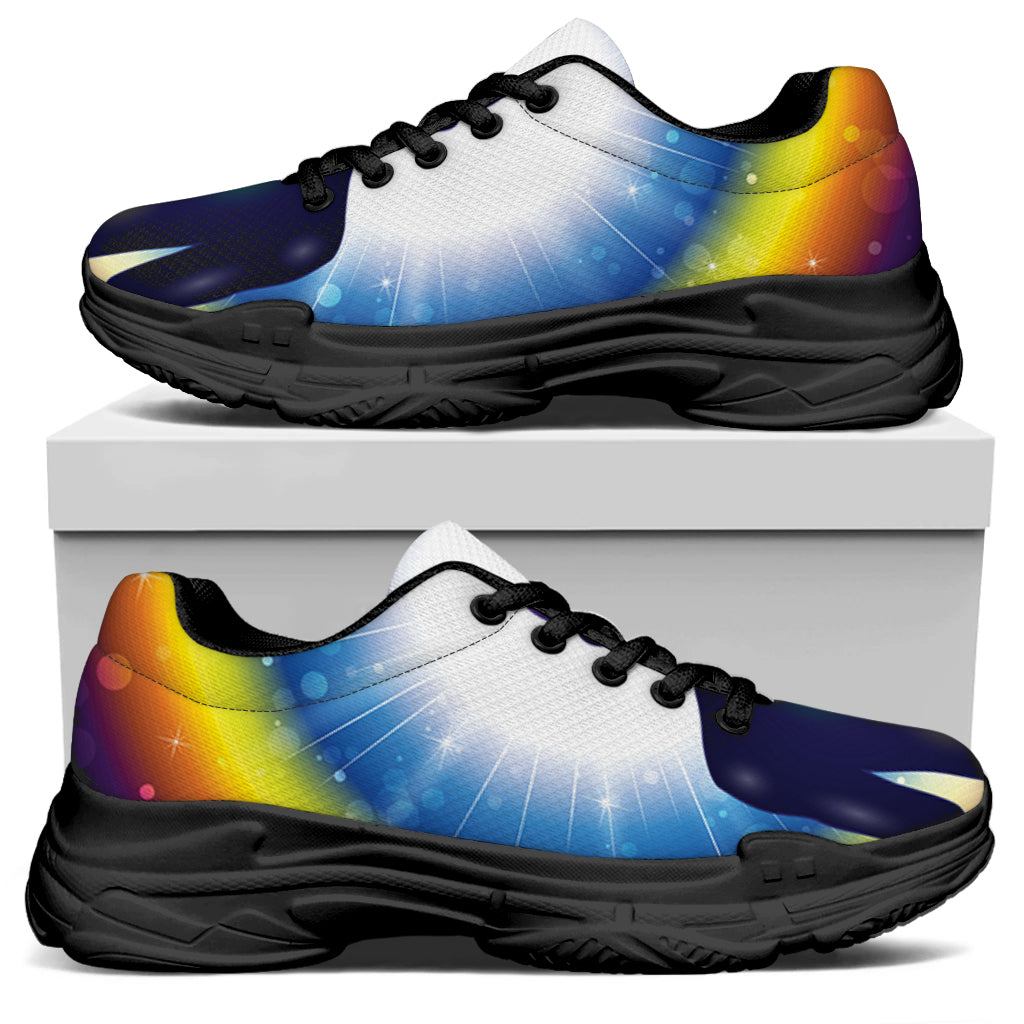 Light Of Seven Chakras Print Black Chunky Shoes