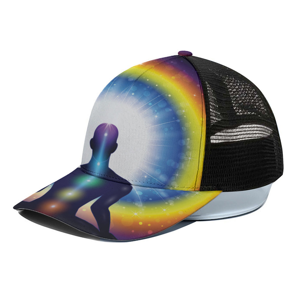 Light Of Seven Chakras Print Black Mesh Trucker Cap