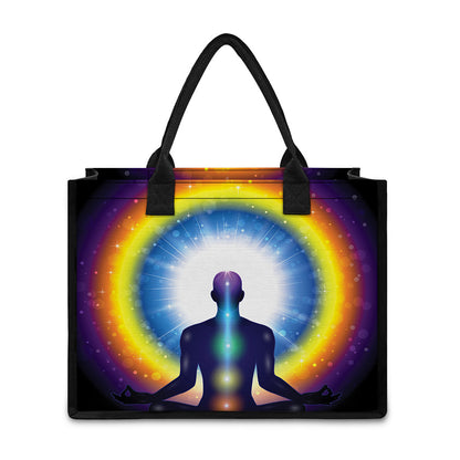 Light Of Seven Chakras Print Canvas Tote Bag