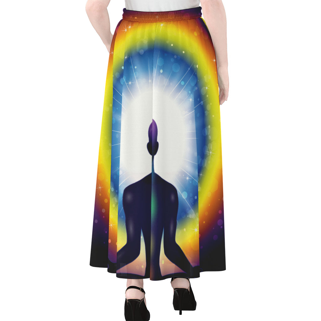 Light Of Seven Chakras Print Chiffon Maxi Skirt