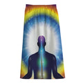 Light Of Seven Chakras Print Cotton Front Slit Maxi Skirt
