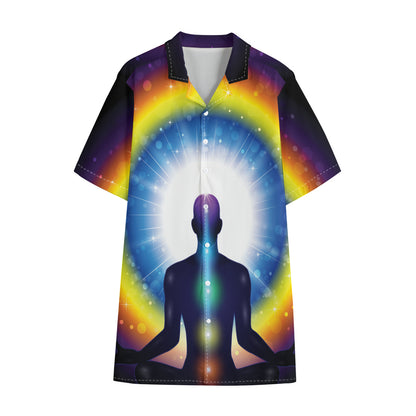 Light Of Seven Chakras Print Cotton Hawaiian Shirt