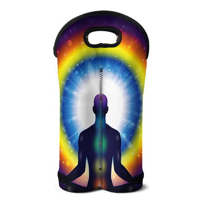 Light Of Seven Chakras Print Double Neoprene Wine Tote