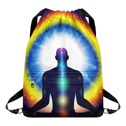 Light Of Seven Chakras Print Drawstring Backpack