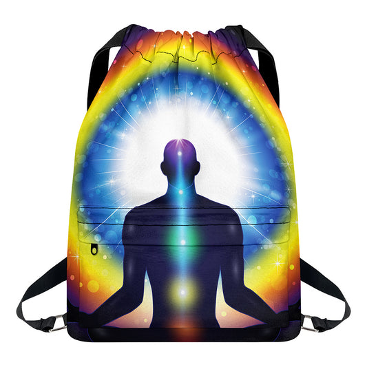 Light Of Seven Chakras Print Drawstring Backpack