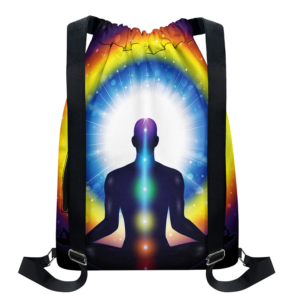 Light Of Seven Chakras Print Drawstring Backpack