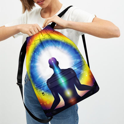 Light Of Seven Chakras Print Drawstring Backpack