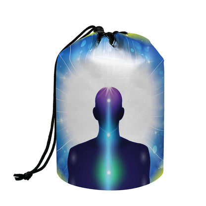 Light Of Seven Chakras Print Drawstring Makeup Bag