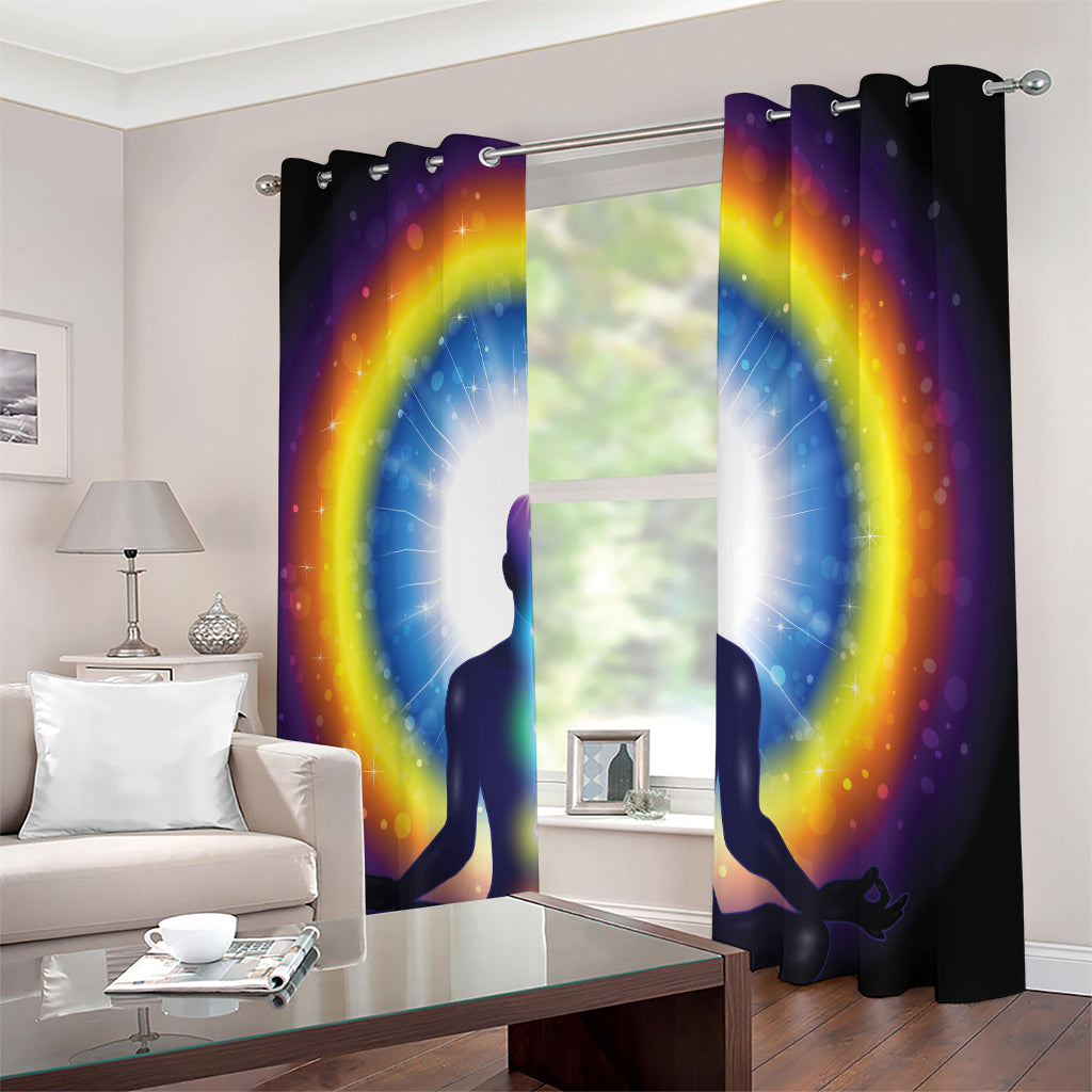 Light Of Seven Chakras Print Extra Wide Grommet Curtains