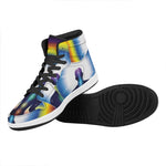 Light Of Seven Chakras Print High Top Leather Sneakers