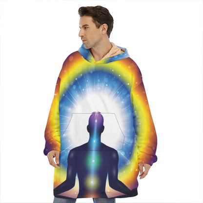 Light Of Seven Chakras Print Hoodie Blanket