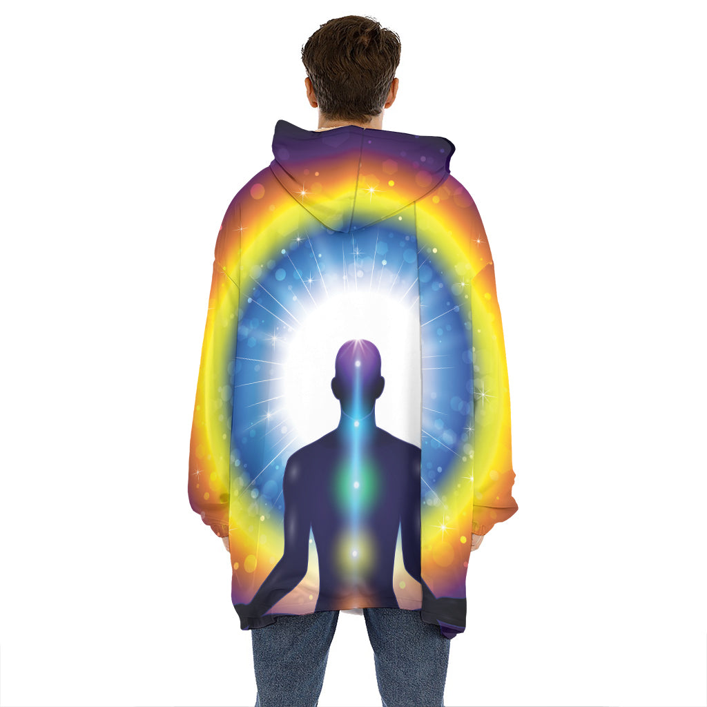 Light Of Seven Chakras Print Hoodie Blanket