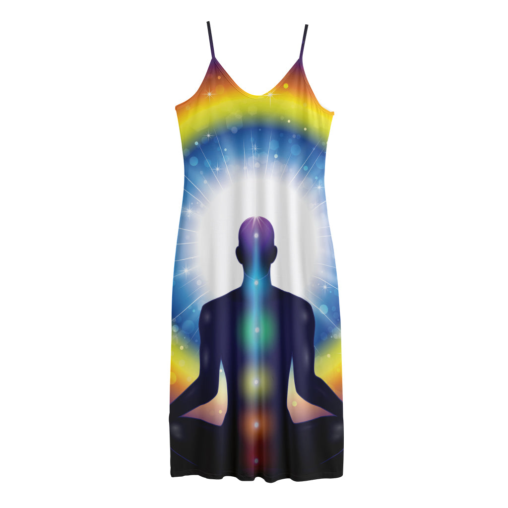 Light Of Seven Chakras Print Jersey Midi Cami Dress