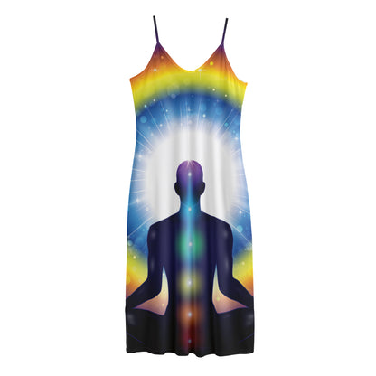Light Of Seven Chakras Print Jersey Midi Cami Dress
