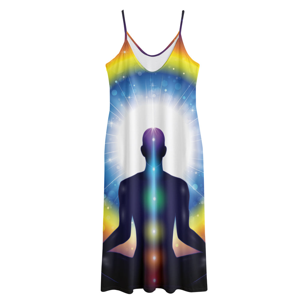 Light Of Seven Chakras Print Jersey Midi Cami Dress