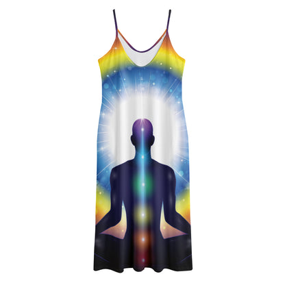 Light Of Seven Chakras Print Jersey Midi Cami Dress